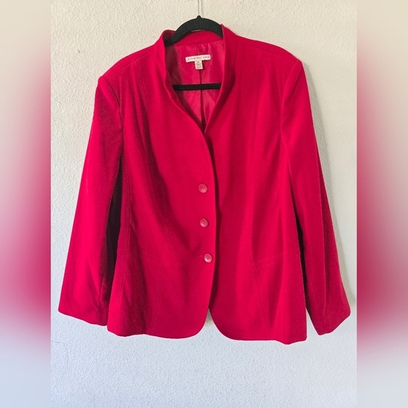 JM Collection Jacket Womens 20W Plus Red Long Sleeve Button Up Western - Picture 4 of 10